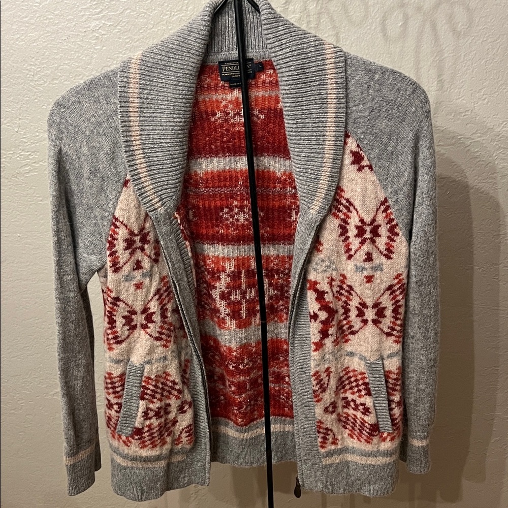 Pendleton Aztec Wool Alpaca Western zip sweater - image 1